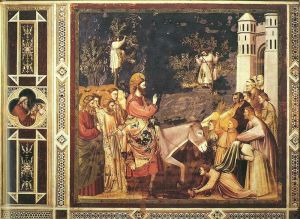 "Entrada de Jesús a Jerusalem". Giotto di Bondone (1267-1337). Capella dels Scrovegni de Pàdua.